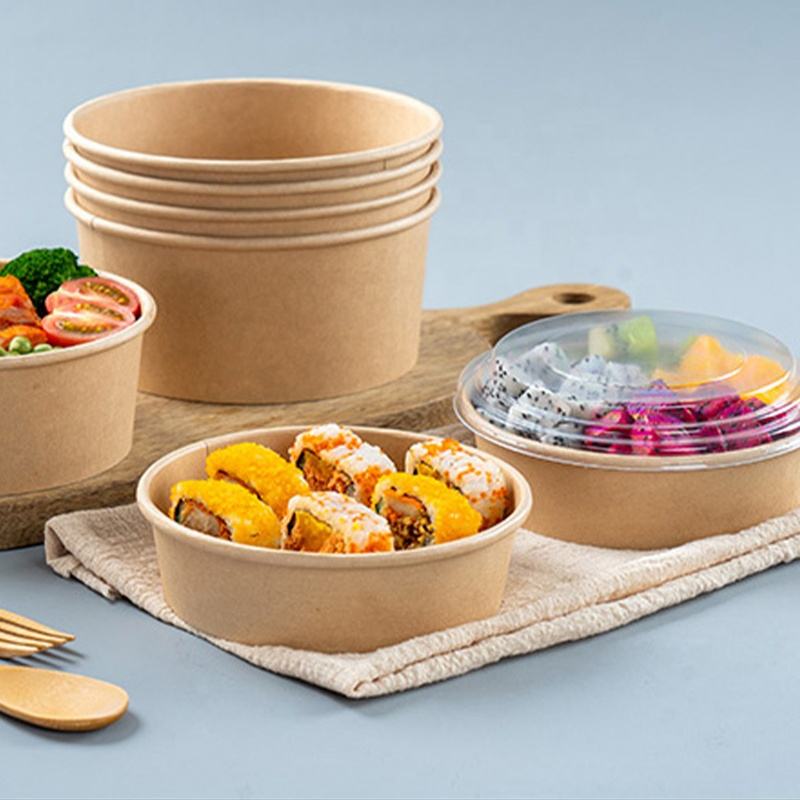 ODM/OEM Round Brown Biodegradable Eco-Friendly Take Away Salad Fast Kraft Paper Packaging Bowl - 副本