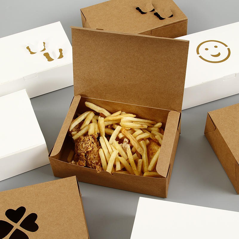 Disposable Paper Box Take Away food Packaging for Salad Custom Brand Printed Paper Packaging Fast Food paper Box