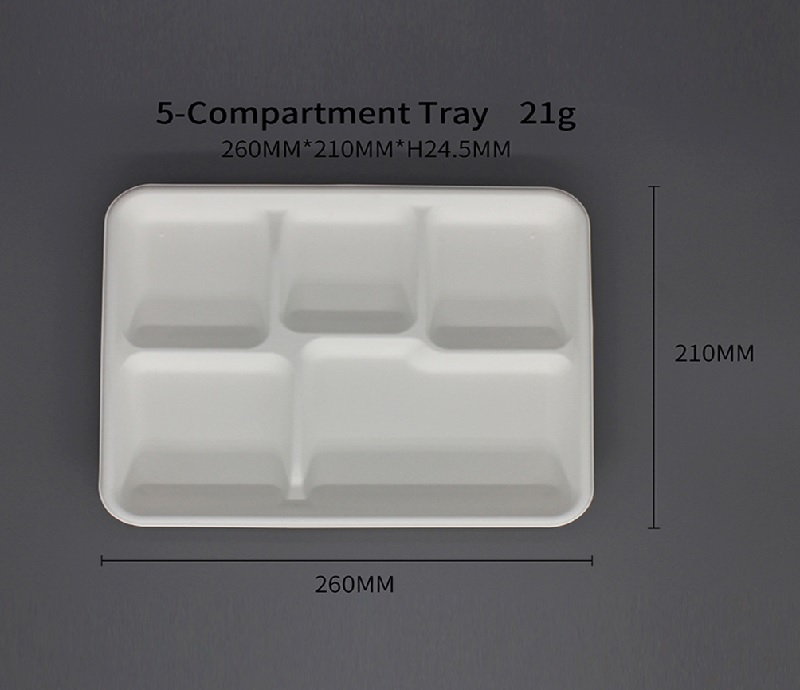 5-Compartment Tray Eco-Choice Compostable Sugarcane Tray