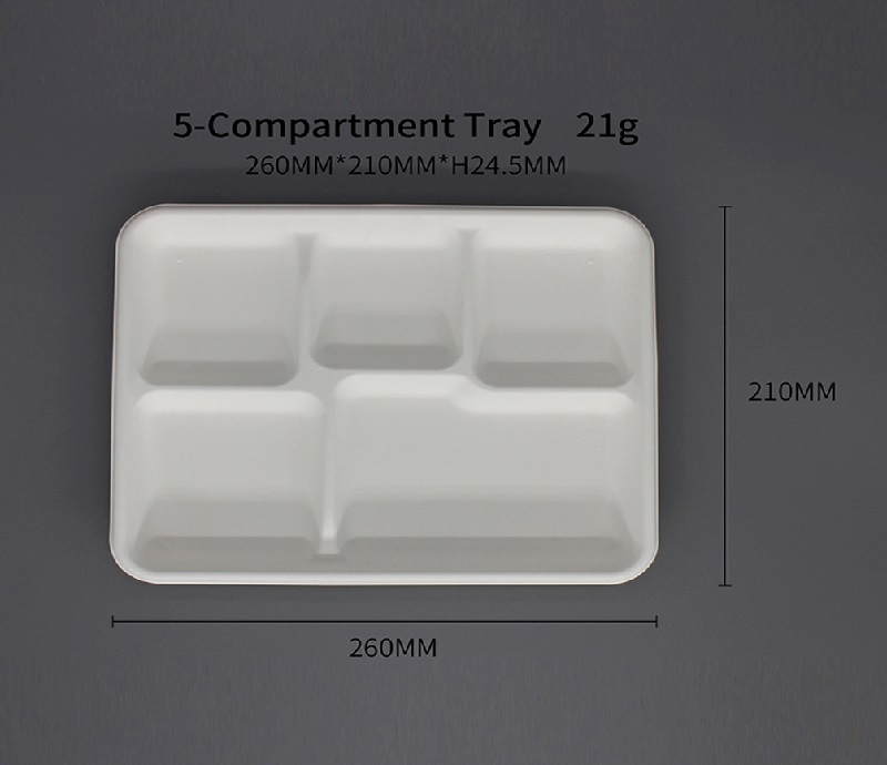 5-Compartment Tray Eco-Choice Compostable Sugarcane Tray