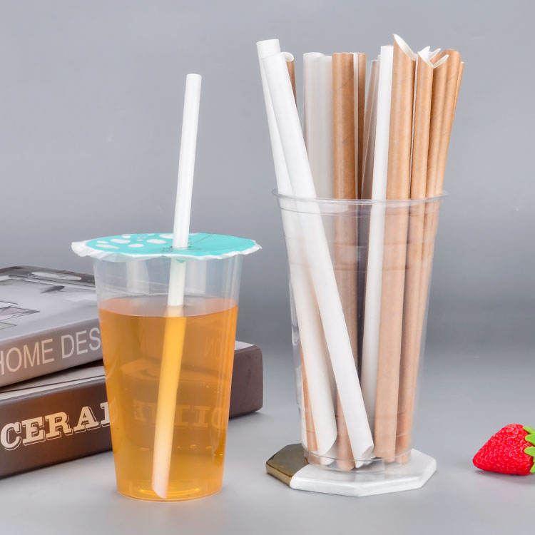Eco friendly disposable kraft paper straw biodegradable bubble tea paper straw Individually wrapped paper drinking straw