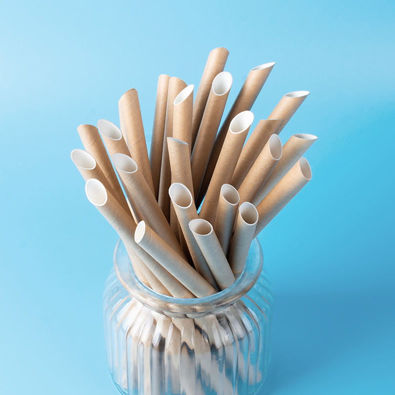 Eco friendly disposable kraft paper straw biodegradable bubble tea paper straw Individually wrapped paper drinking straw - 副本