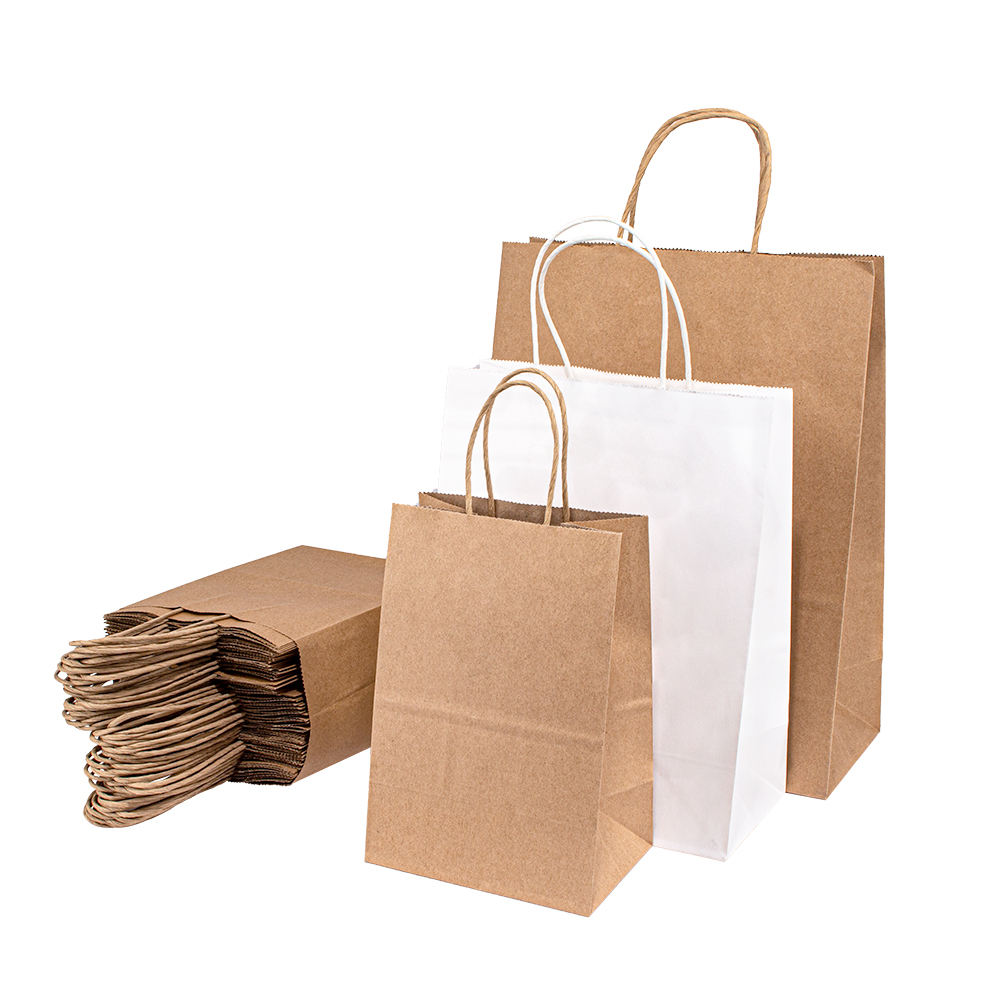 Custom Kraft Paper Packaging With Handle, Top Handle Bag Reusable Kraft Paper Gift Bag For Shopping