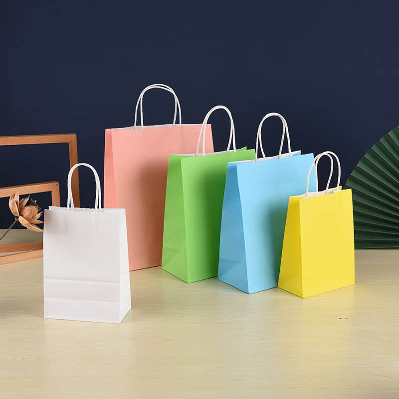 Factory brown kraft paper Sac bag with custom print logo shopping paper bag