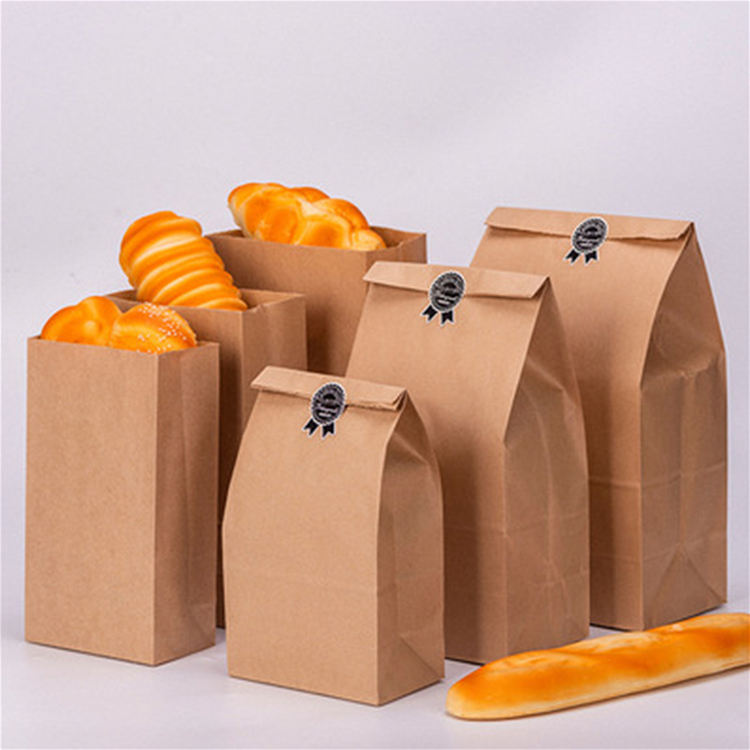 Food Grade Custom Printed Greaseproof Sandwich Hot Dog Toast Bakery Packaging Brown Kraft Paper Bread Bag