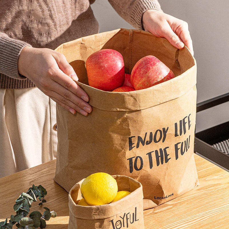 Household Product Vegetable Fruit Food Packaging Washed Recyclable Kraft Paper Bag