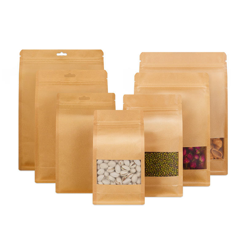 high quality stand up zip lock tea biodegradable kraft paper packaging bag