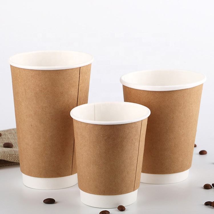 8oz 9oz 12oz Custom Printed PE Coated Kraft Double Wall Paper Cup Wholesale Coffee Cup - 副本