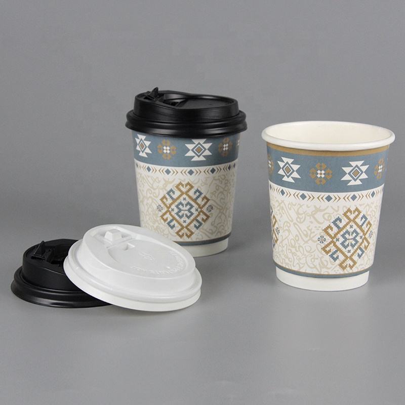 8oz 9oz 10oz 12oz Eco Friendly Custom Logo Printing Disposable Double Wall Paper Cup For Hot Drink Coffee Tea With Matching Lid