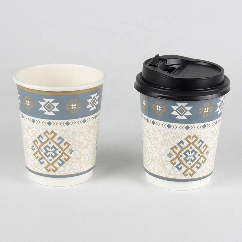 8oz 9oz 10oz 12oz Eco Friendly Custom Logo Printing Disposable Double Wall Paper Cup For Hot Drink Coffee Tea With Matching Lid