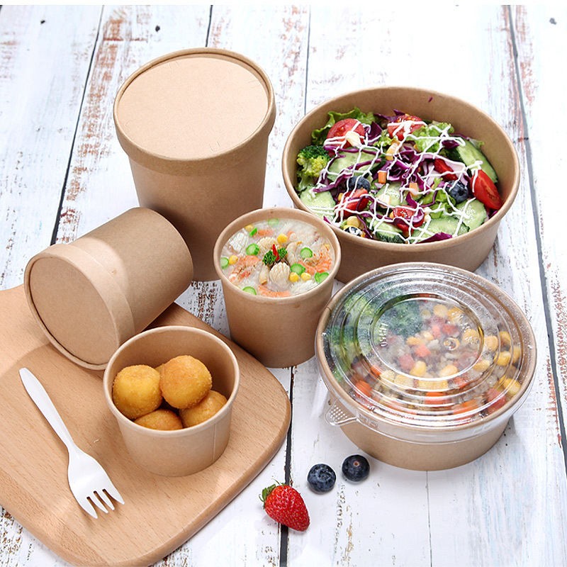 Customized printing Kraft /White Disposable Paper Soup Cups /Bowl with Paper Lids - 副本