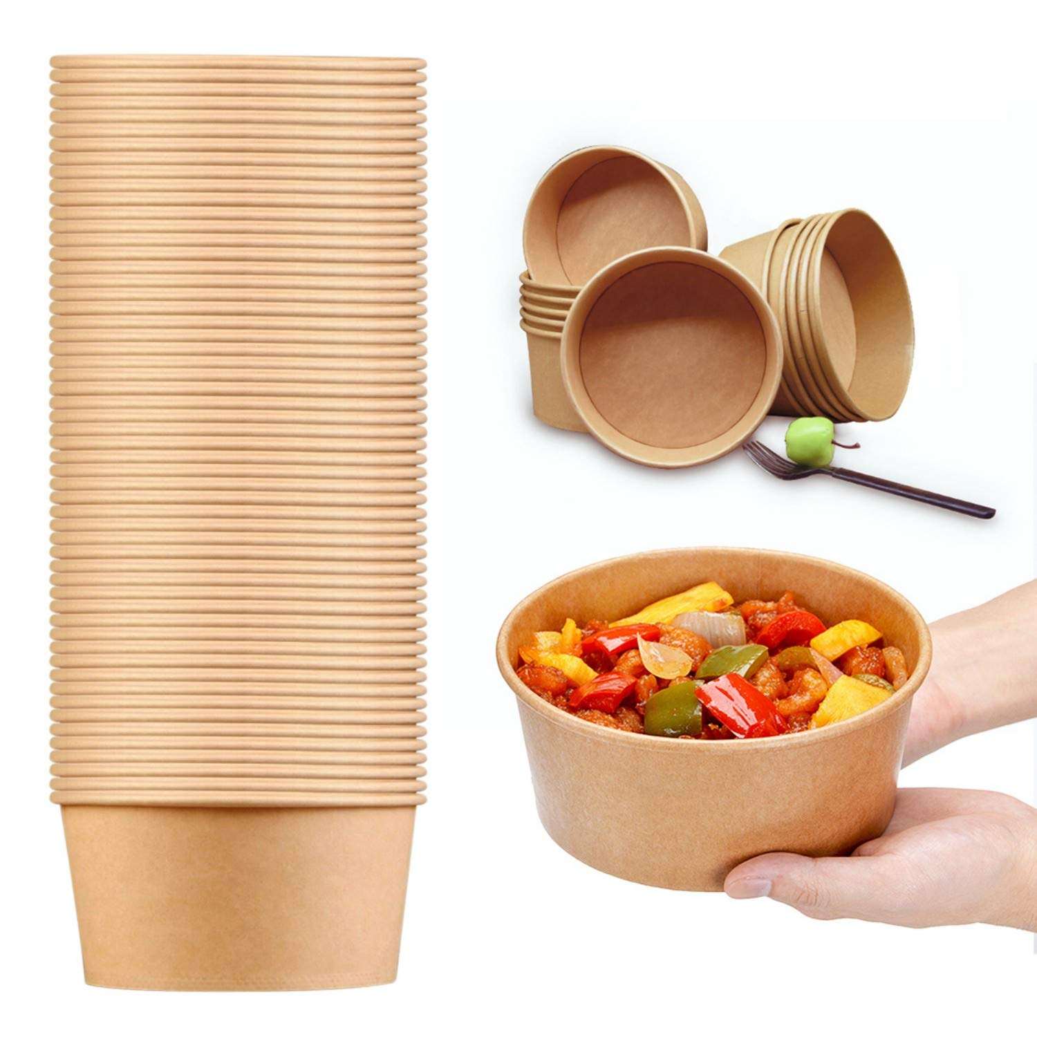 Disposable manufacturer kraft paper cup container salad bowls soup paper bowl with lid - 副本 - 副本