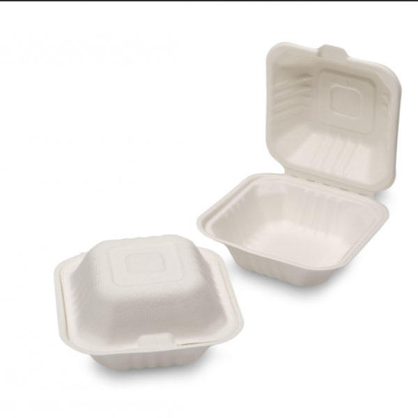 6''Disposable Hamburger Biodegradable Bagasse Paper Box 