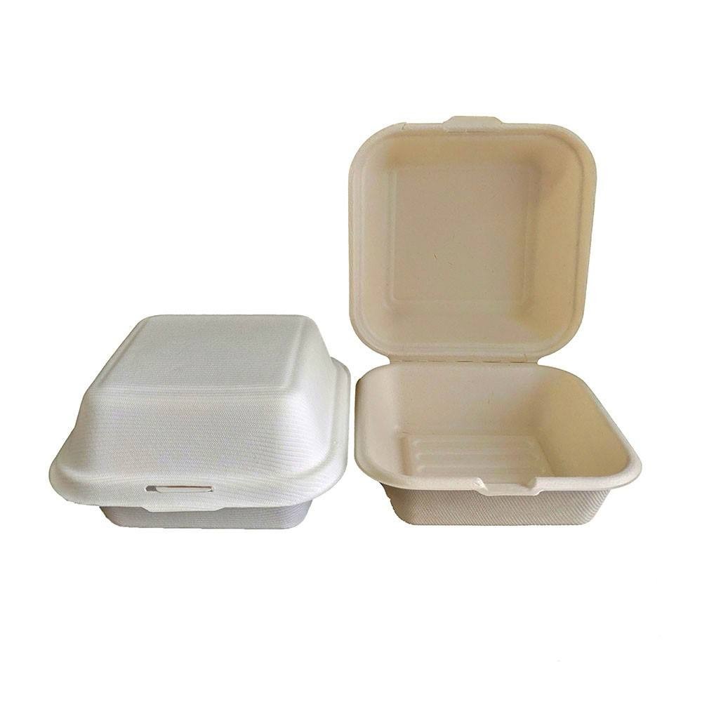 6''Disposable Hamburger Biodegradable Bagasse Paper Box 