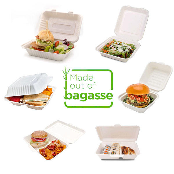 Biodegradable Disposable sugarcane Compartment bagasse Food Container Box&Clamshell