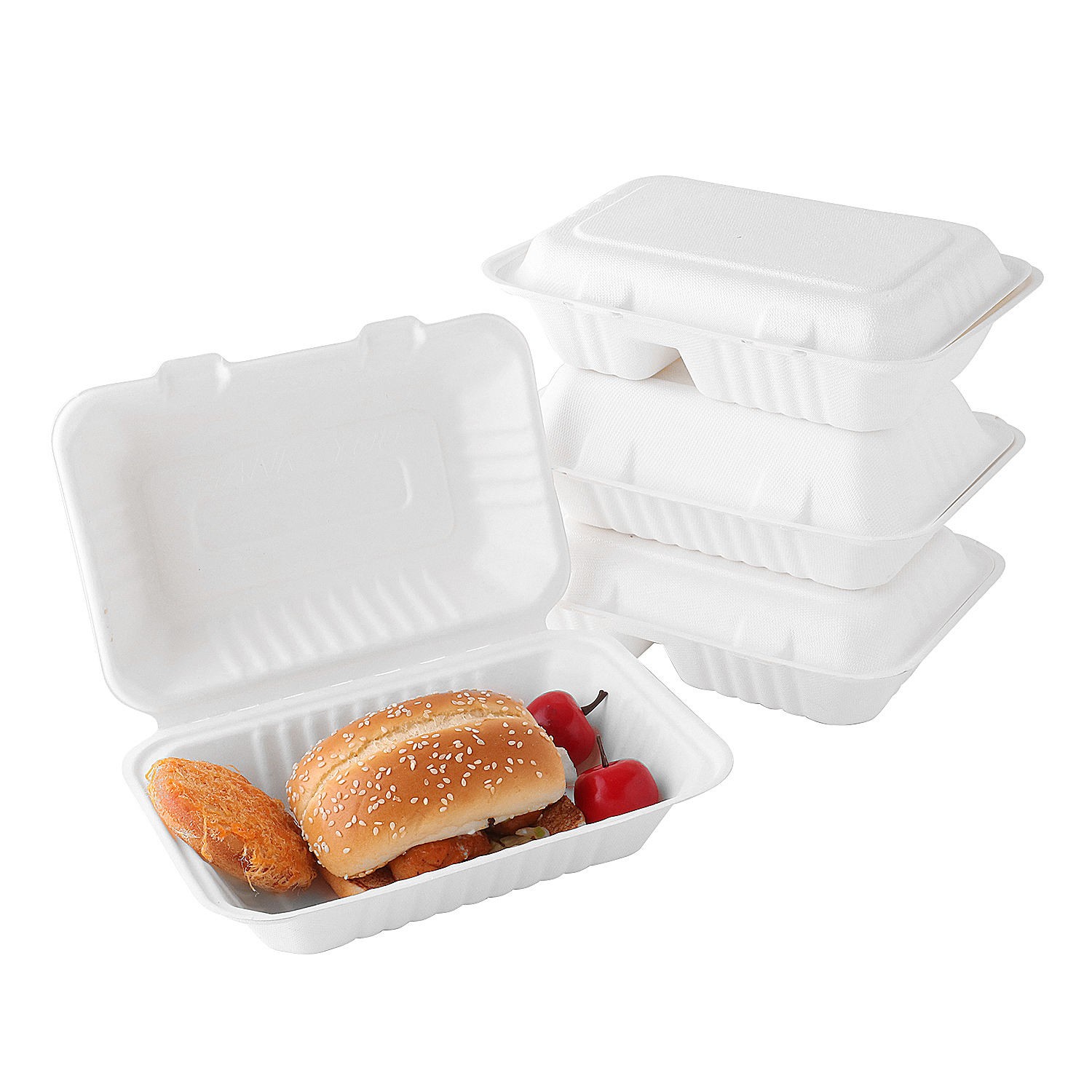 Biodegradable Disposable sugarcane Compartment bagasse Food Container Box&Clamshell