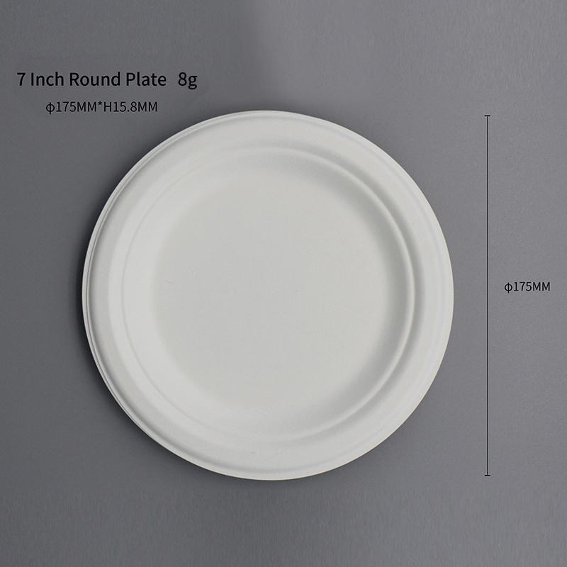 7 inch Round Plate  Compostable Sugarcane 