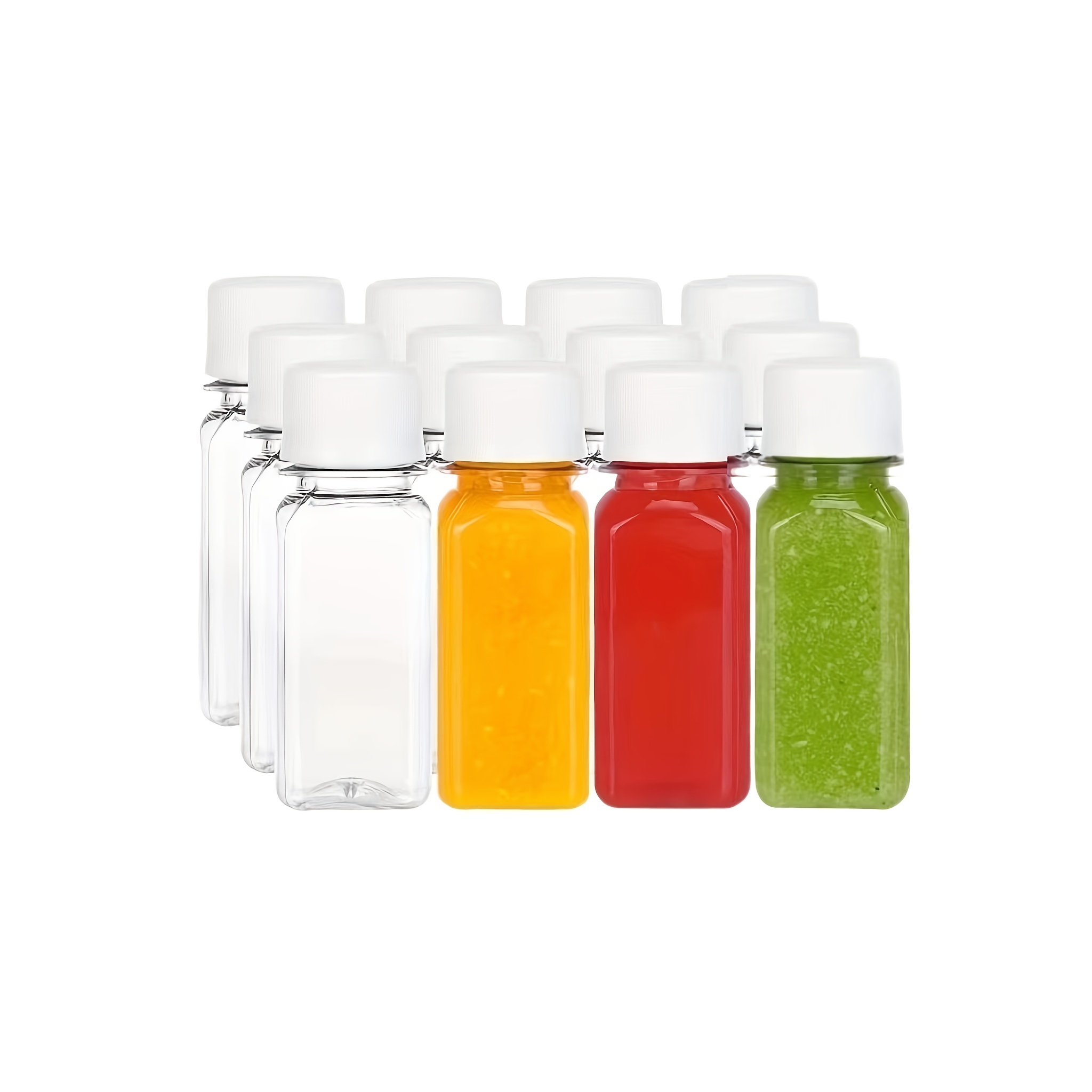 Mini 2oz 60ml Square Plastic Bottle for Cold Pressed Fruit Juices Drink Bottle 