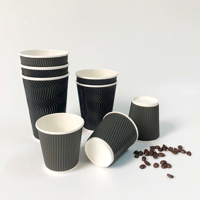 Disposable Corrugated Comfortable Odorless Safe Material Ripple Wall Paper Cup For Tea And Coffee With Lids