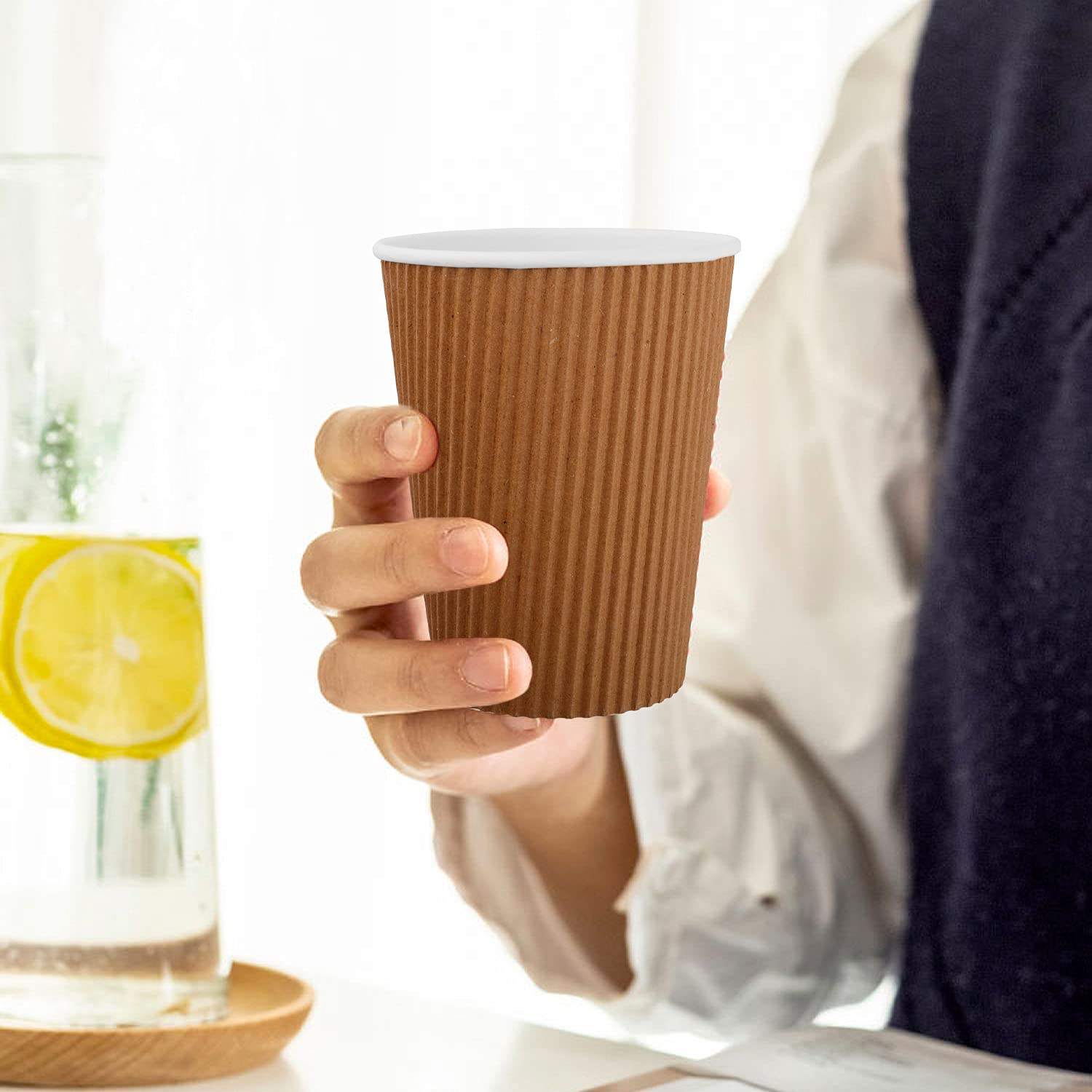 Compostable Takeaway Hot Biodegradable Disposable Ripple Paper Coffee Cups