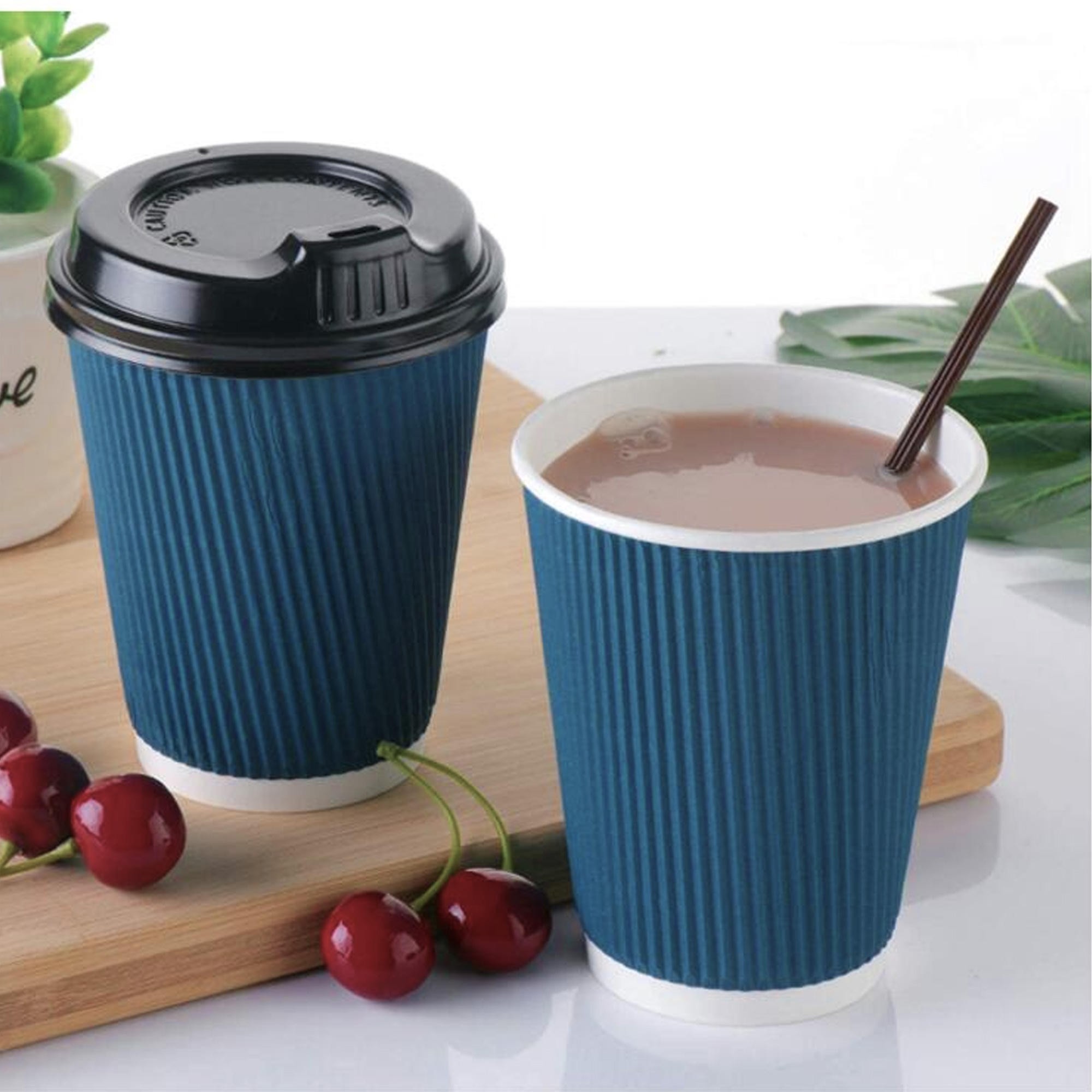 Compostable Takeaway Hot Biodegradable Disposable Ripple Paper Coffee Cups