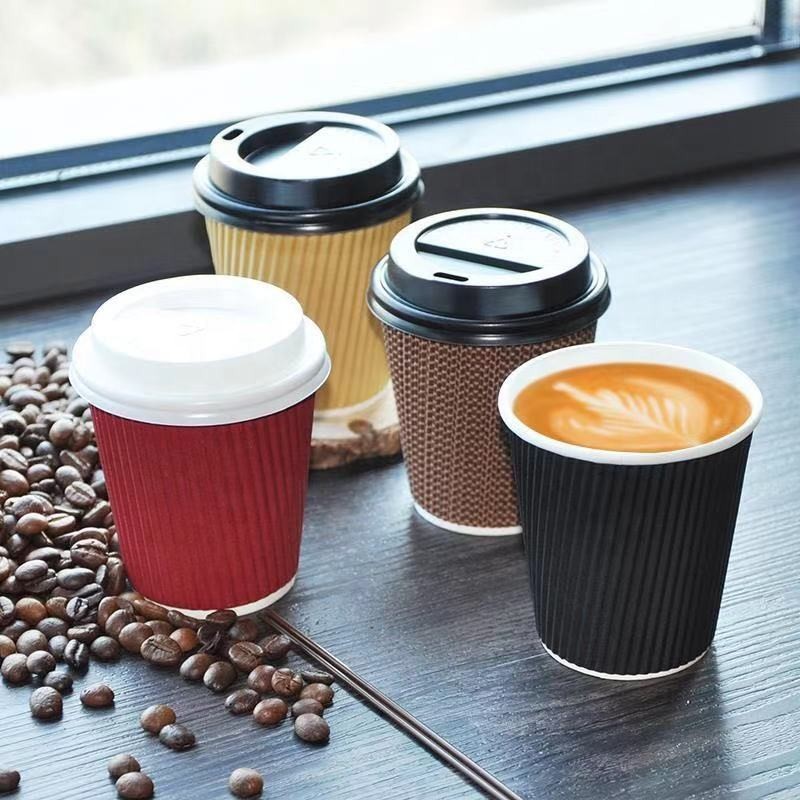 Custom Printed Disposable 6oz 8oz 9oz 10oz 16oz Single/Double Ripple Wall Hot Coffee Paper Cups With Logo