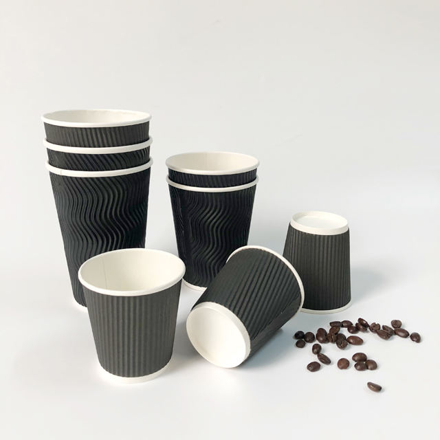 Disposable paper cup for hot drinks 8oz ripple wall paper cups for takeaway coffee cup custom