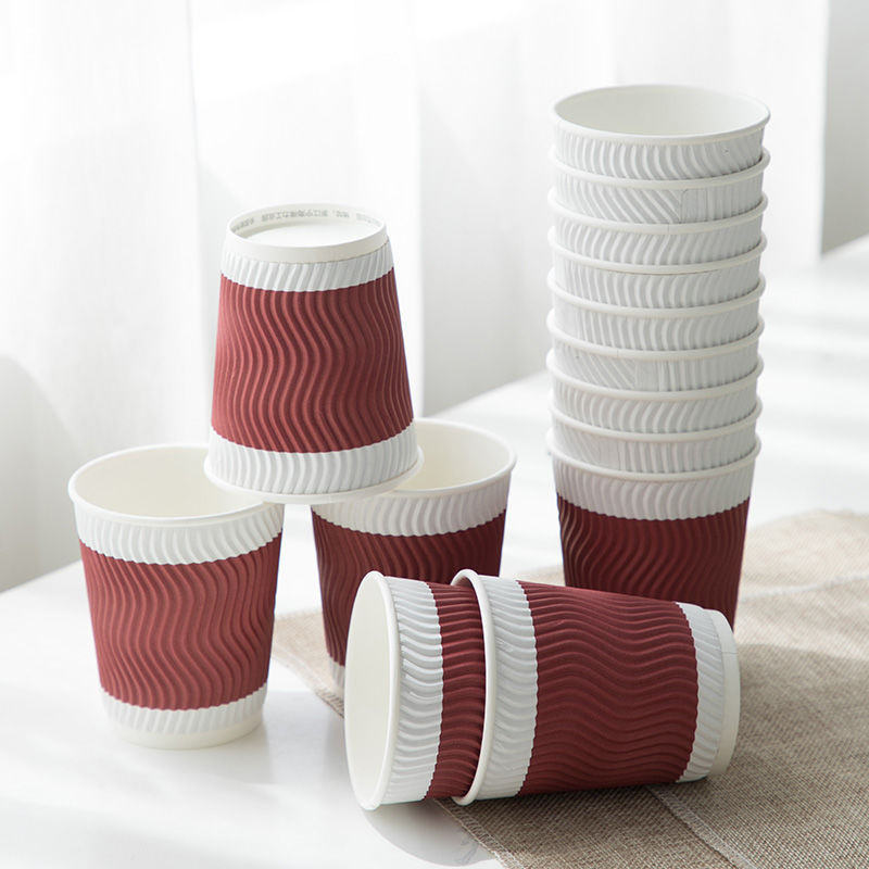 Factory ecofriendly paper cup double wall ripple cups coffee cup