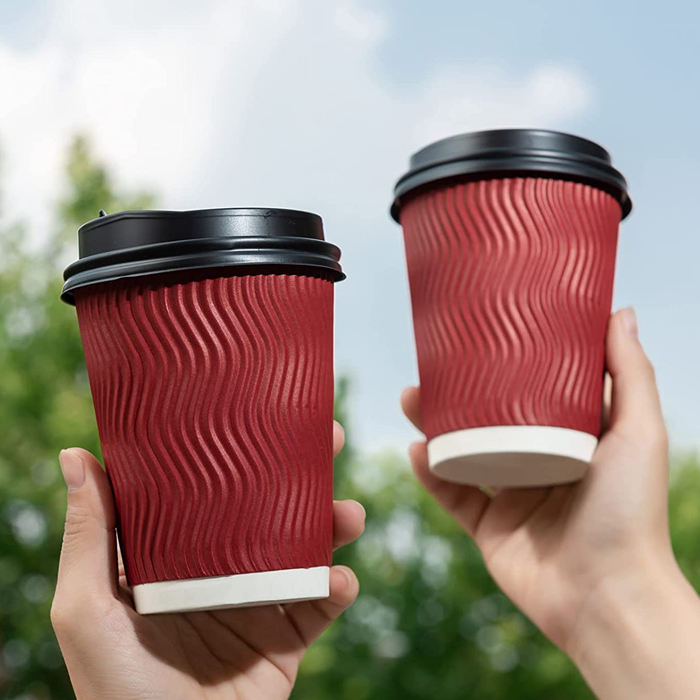 Food grade PE Coated Paper Cup Recyclable Different Design Ripple Wall Paper Cup Paper Coffee Cups Disposable